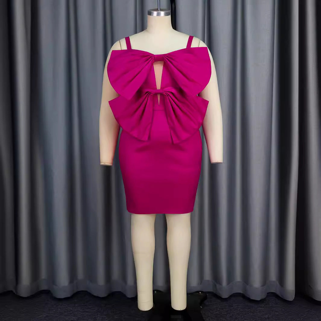 Damen figurbetontes Kleid mit voluminösen Schleifen EB