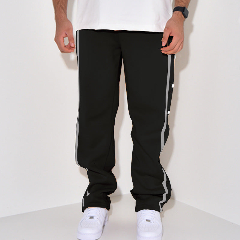 Herren Sportliche Jogginghose mit Druckknopf-Detail und seitlichen Taschen EB