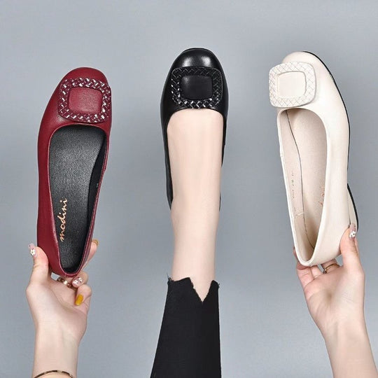 Damen Ballerinas mit elegantem, geflochtenem Detail und bequemer Sohle EB