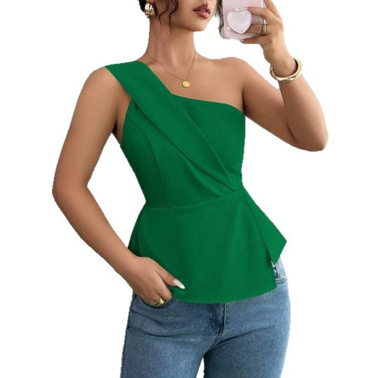 Damen Asymmetrisches Peplum-Oberteil mit Drapierung EB