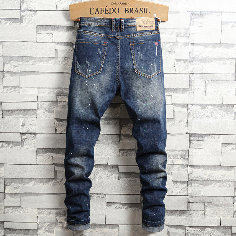 Herren Ripped Denim Jeans im urbanen Style EB