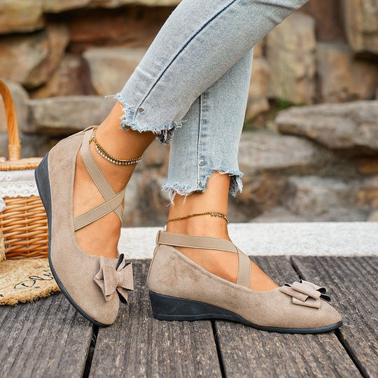 Damen Komfortable Ballerinas mit dekorativer Schleifenapplikation EB