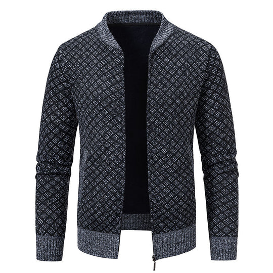 Herren Urbaner Strickjacke mit asymmetrischem Reißverschluss, hohem Kragen und modernen Details EB