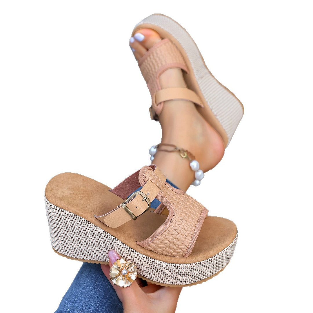 Damen Wedge-Pantoletten mit raffinierten Riemen und bequemer Sohle EB