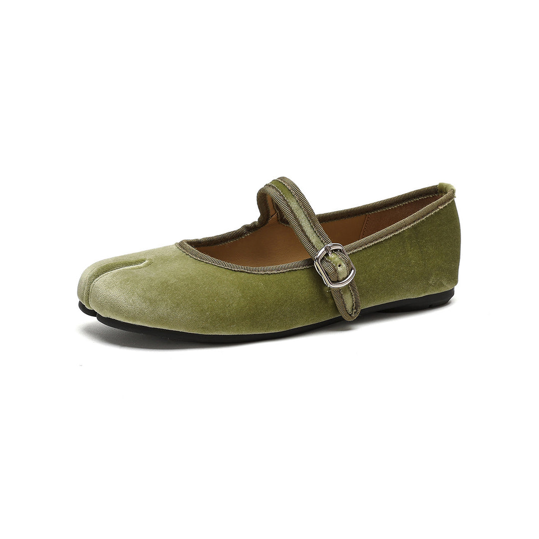 Damen Ballerinas mit luxuriösem Samt und stilvollem Riemen EB