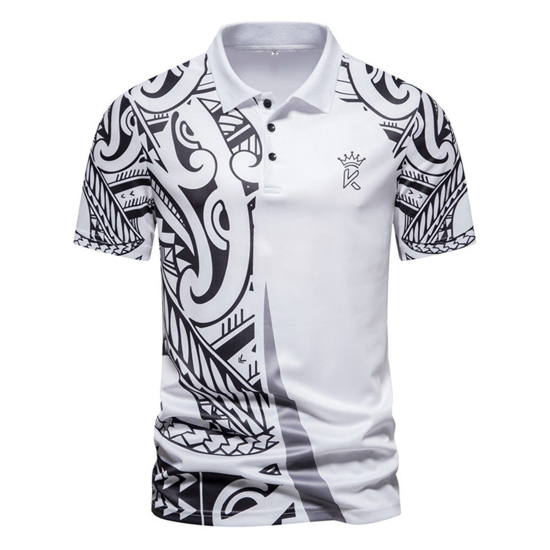 Herren Poloshirt mit modernem tribal Design und atmungsaktiver Funktionalität EB