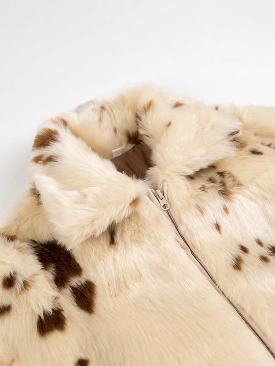 Damen modische Kurzjacke aus Kunstpelz mit einzigartigem Tiermotiv EB