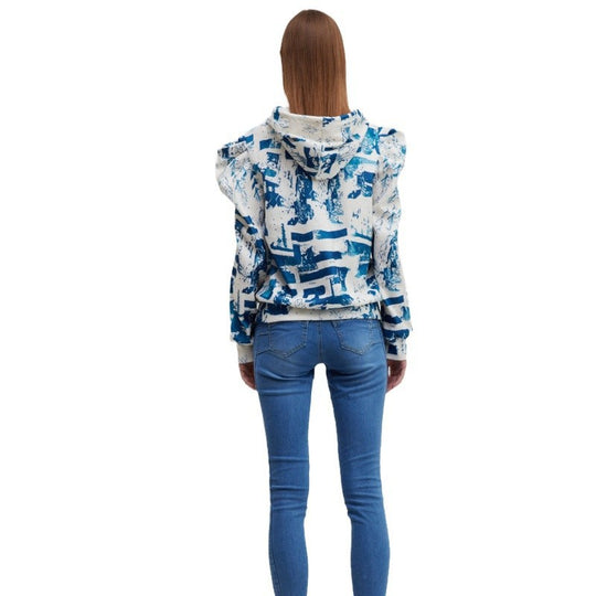 Damen Kapuzenpullover mit modischem Rüschendesign und kreativem Druck EB