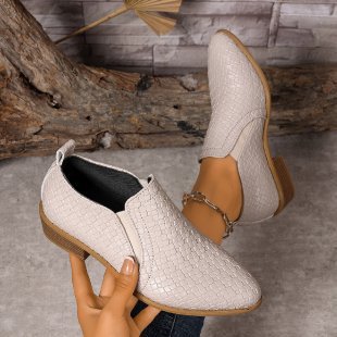 Damen elegante Slip-On Stiefeletten mit modischem Lederdesign EB