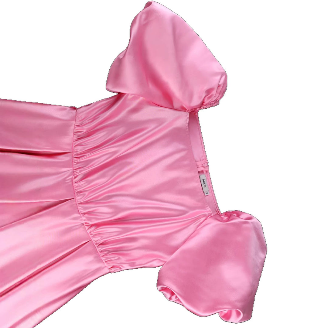 Damen luftiges Kleid mit schickem Tüllrock und Puffärmeln EB
