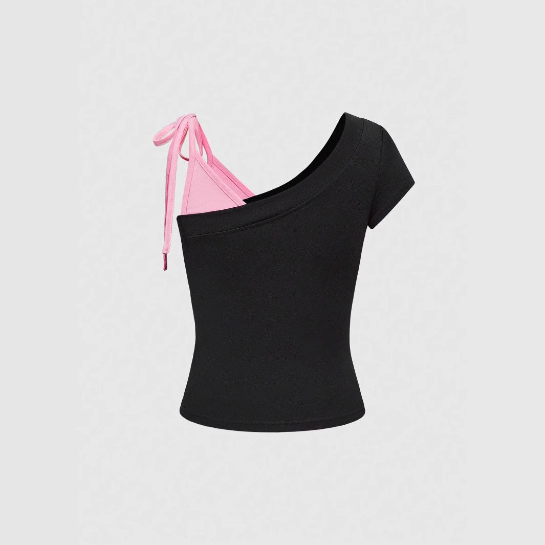 Damen Trendiges Off-Shoulder Top mit beeindruckendem Grafikdesign EB