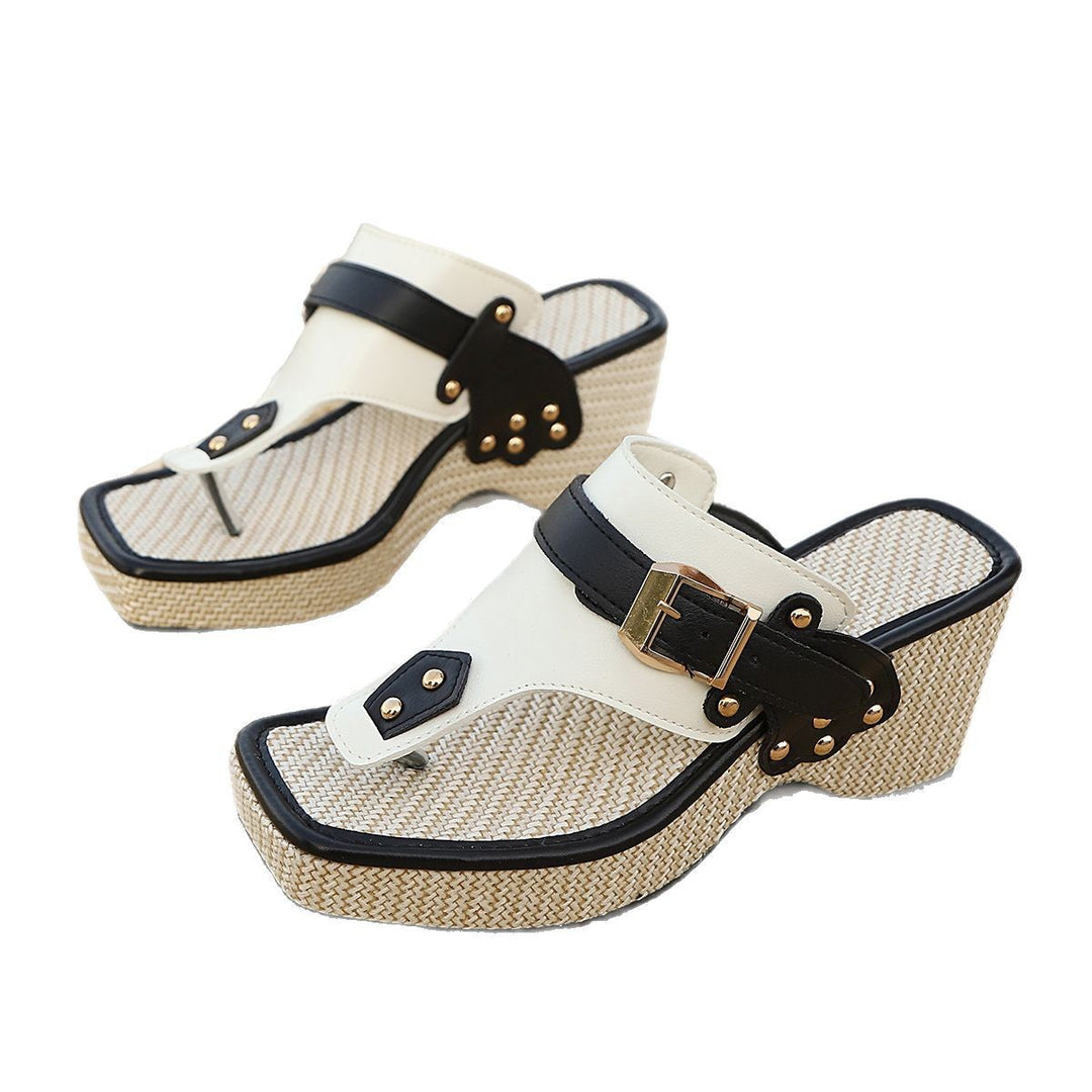 Damen Wedge-Sandaletten mit modischem Riemendesign und dekorativem Schnallenverschluss EB