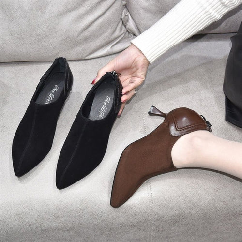 Damen spitze Slipper mit elegantem Absatz EB