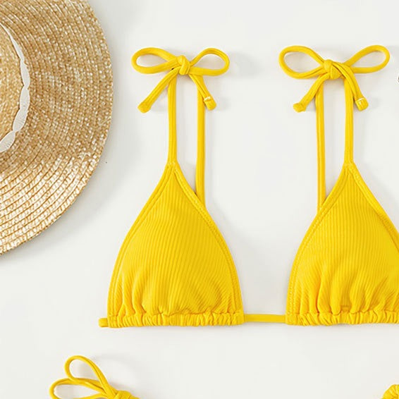Damen Triangel-Bikini mit verstellbaren Trägern und hohem Beinausschnitt EB