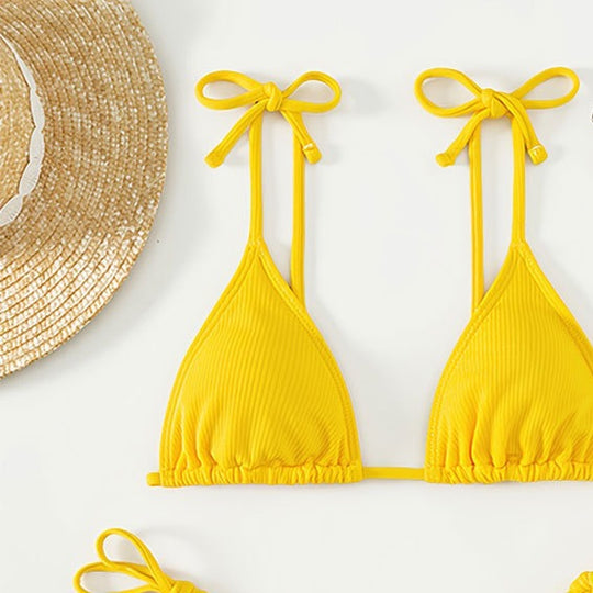 Damen Triangel-Bikini mit verstellbaren Trägern und hohem Beinausschnitt EB