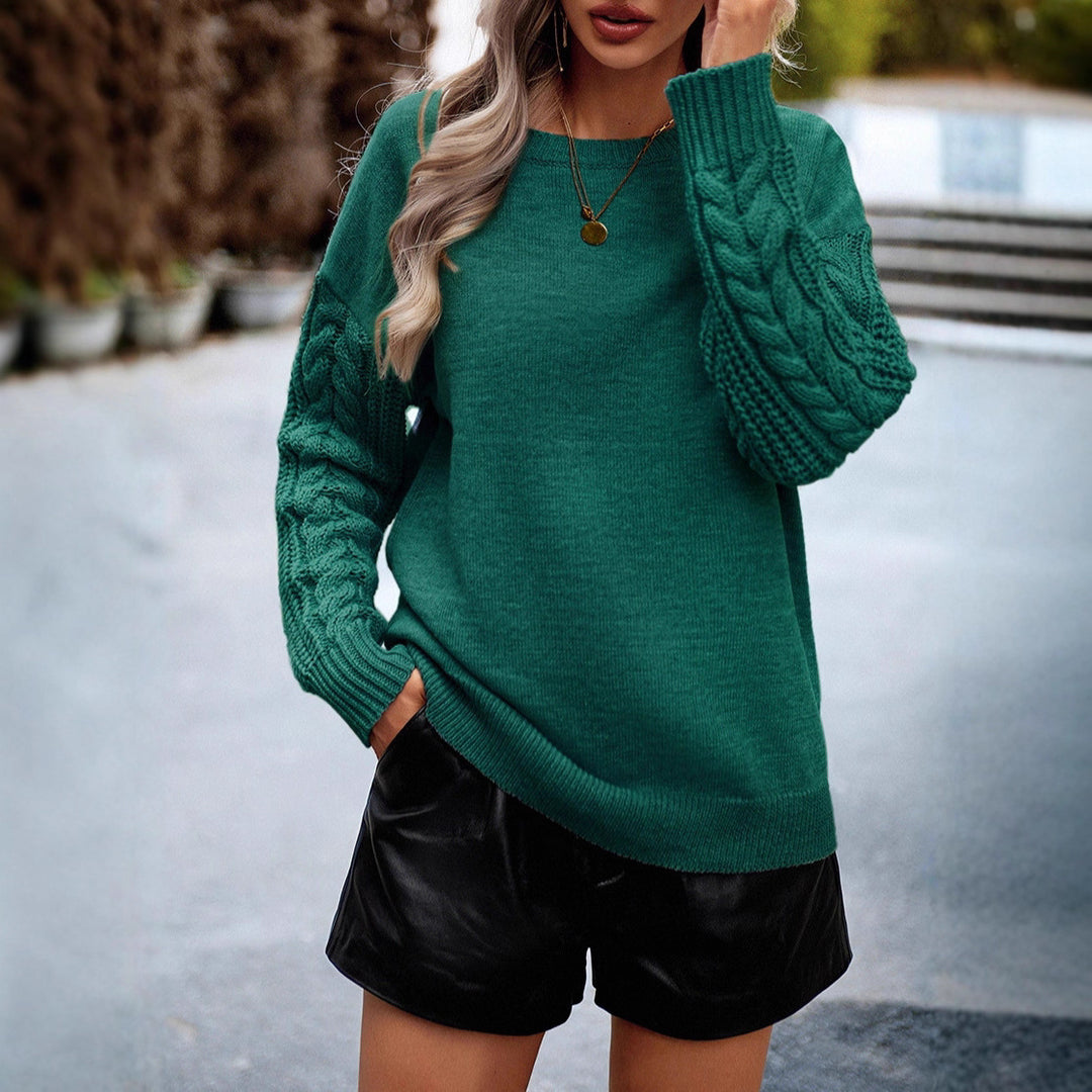 Damen Pullover mit strukturierten Ärmeln und modernem Feinstrick EB
