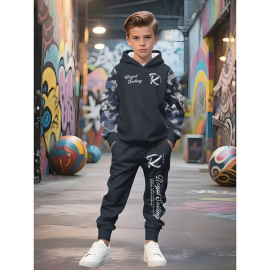 Unisex nan Kinder Jogginganzug mit Kapuzenpullover und detailreichem Auto-Print EB