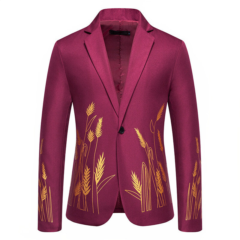 Damen Eleganter Blazer mit kunstvollem Pflanzenmuster und feiner Textur EB