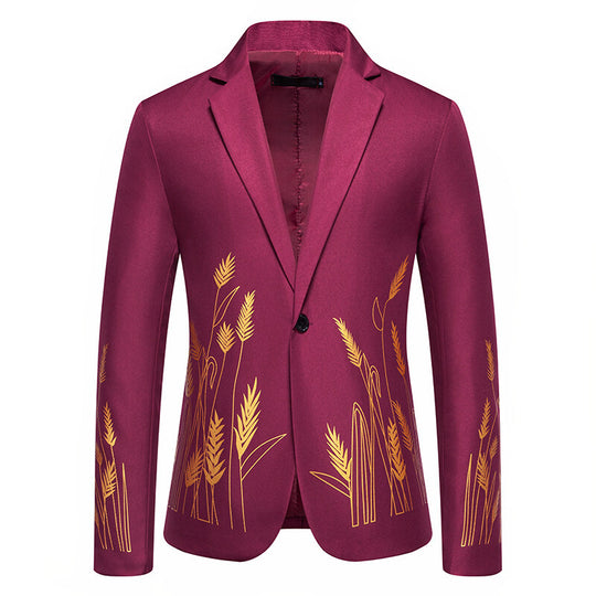 Damen Eleganter Blazer mit kunstvollem Pflanzenmuster und feiner Textur EB
