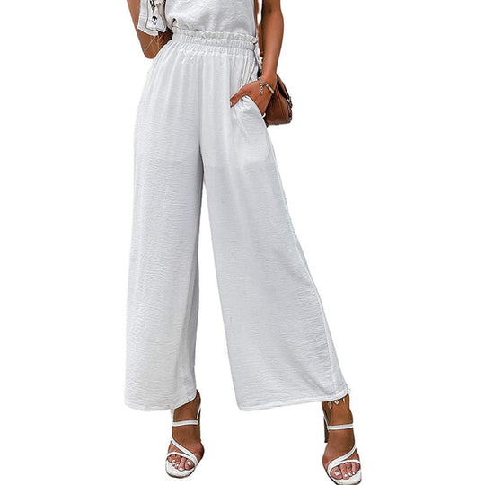 Damen Weite Palazzo-Hose mit elastischem Bund EB