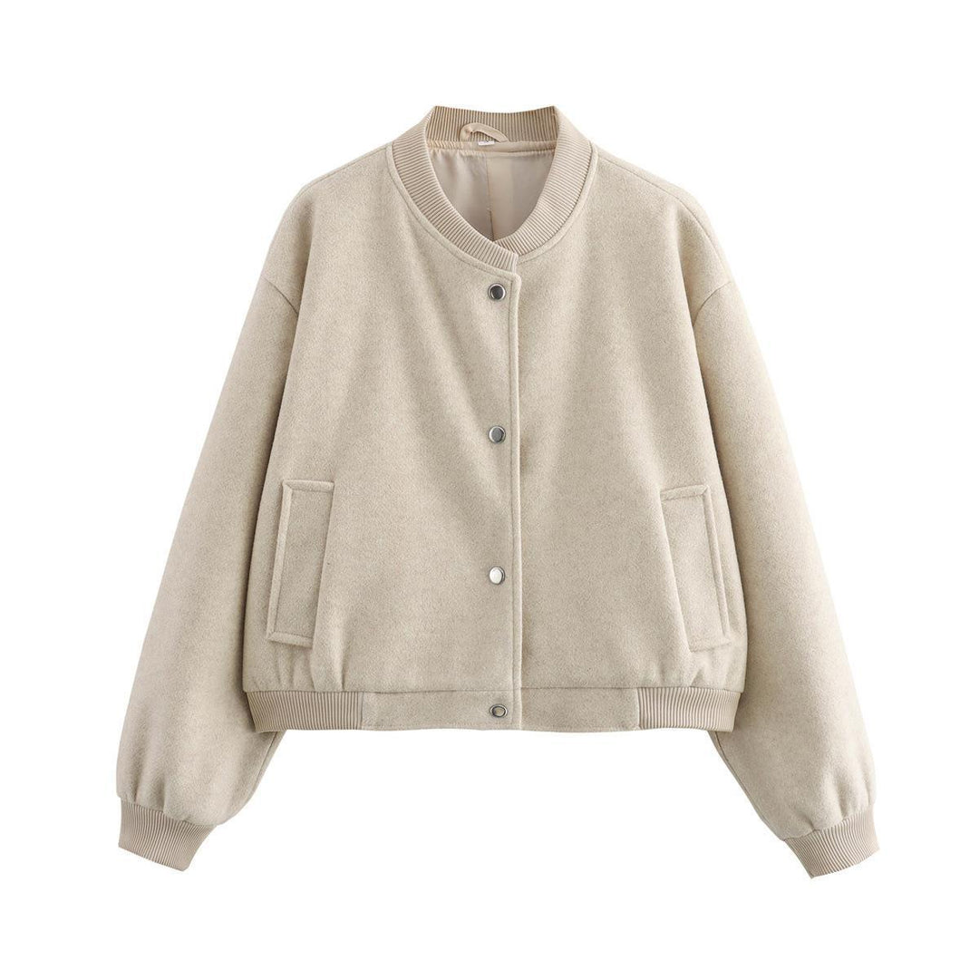 Damen sportliche Bomberjacke mit seitlichen Eingrifftaschen und elastischen Bündchen EB