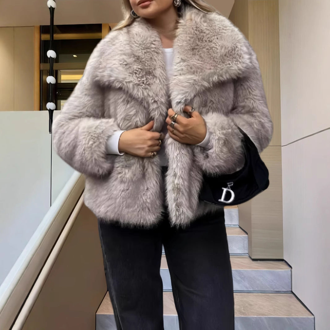 Damen Modische Kunstpelzjacke EB