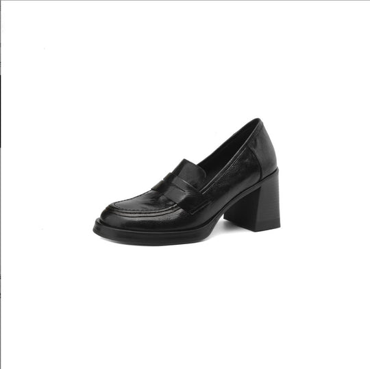 Damen elegante Blockabsatz Loafers mit modischer Schnallenakzent EB