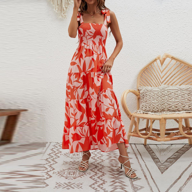 Damen Maxikleid mit schulterfreien Trägern und kaschierenden Rüschendetails EB