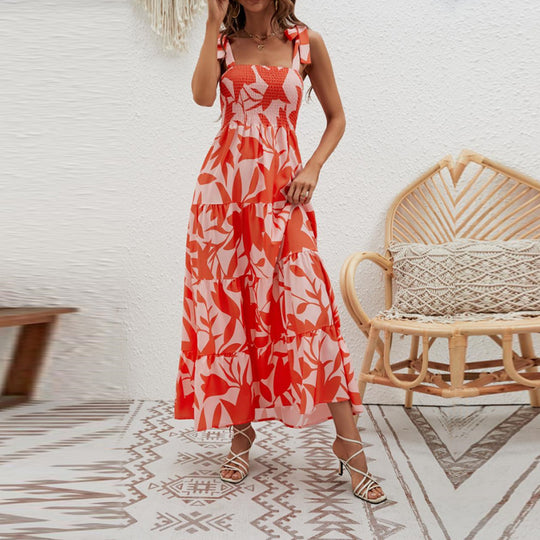Damen Maxikleid mit schulterfreien Trägern und kaschierenden Rüschendetails EB