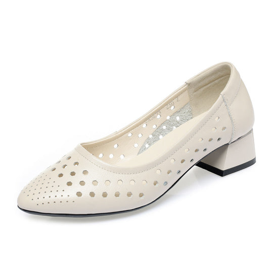 Damen Ballerinas mit luftiger Perforation und komfortablem Blockabsatz EB