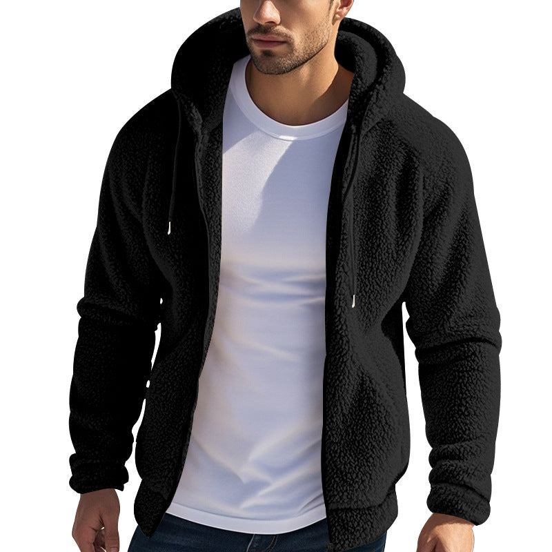 Herren weicher Fleece-Hoodie mit praktischen Taschen und Reißverschluss EB