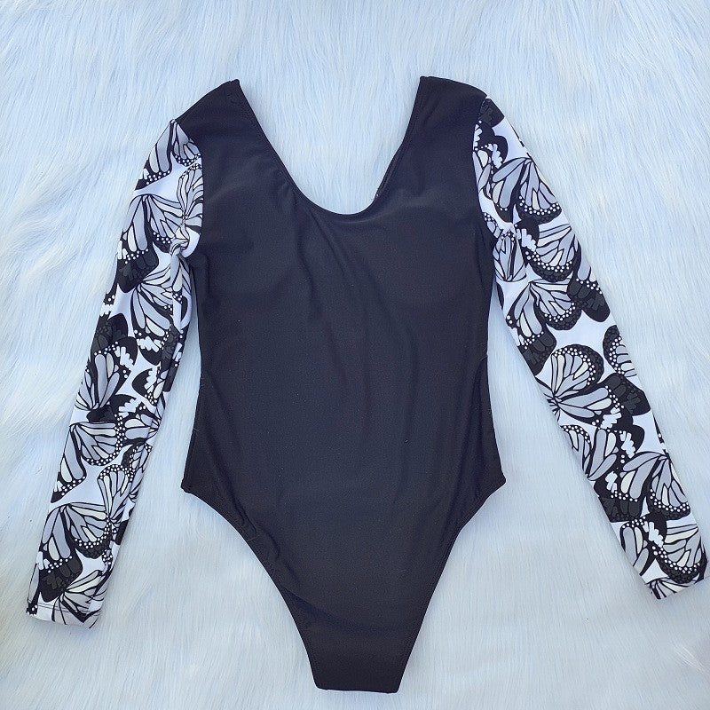 Damen Langarm Badeanzug mit modischem Schmetterlingsdesign EB