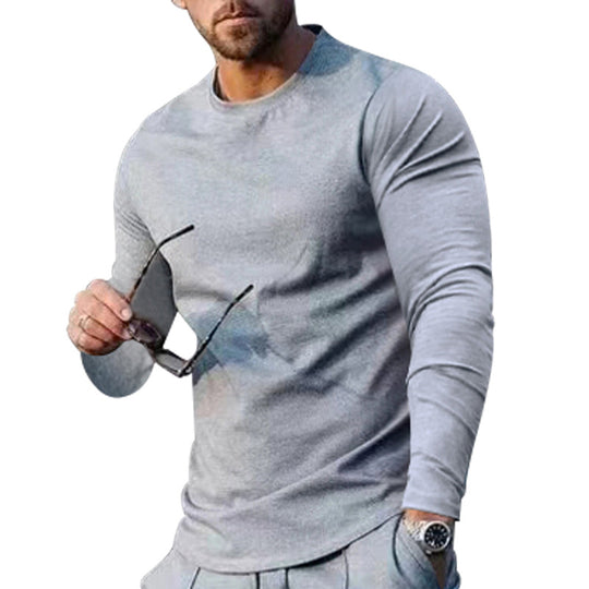 Herren nan eng anliegendes Langarmshirt aus Baumwollstretch mit Rundhalsausschnitt und körperbetonter Passform EB
