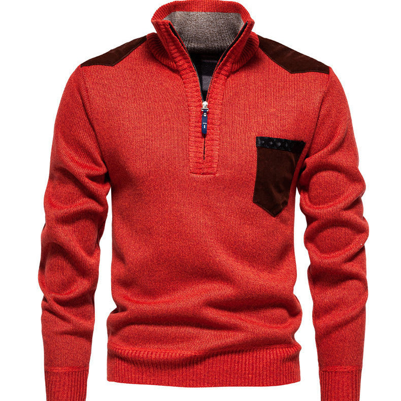 Herren Pullover mit halbhohem Kragen und modischen Akzenten EB