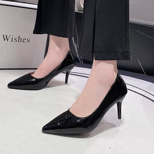 Damen Spitzen High Heels mit glänzender Oberfläche EB