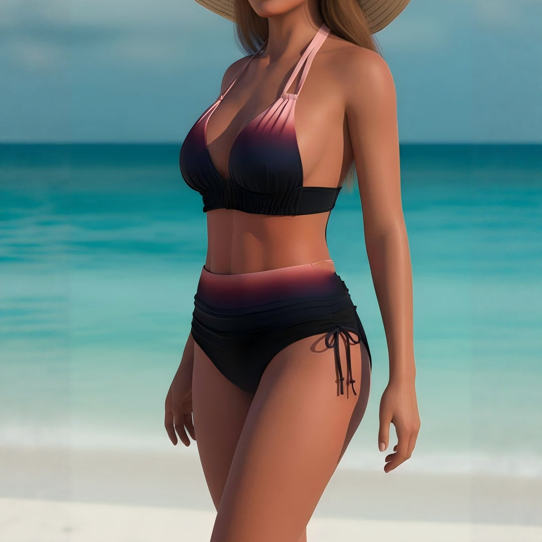 Damen Hochgeschnittener Triangel-Bikini mit verstellbaren Trägern EB