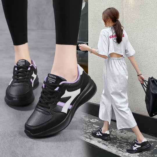 Damen nan modische Plateau-City-Sneaker mit extraweich gepolstertem Fußbett, stoßdämpfender Zwischensohle und sportiver Seitenapplikation EB
