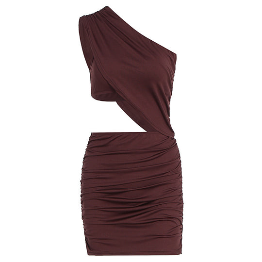 Damen figurbetontes Minikleid mit asymmetrischem Design und raffinierten Drapierungen EB