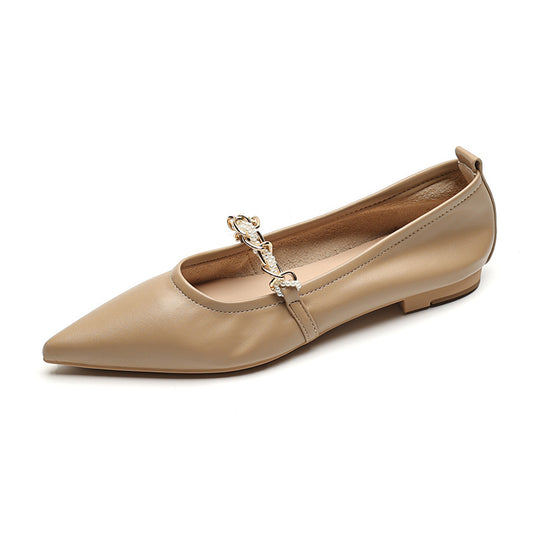 Damen Ballerinas aus Leder mit edlem Kettendetail EB