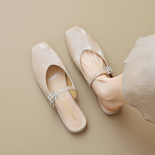 Damen elegante Slingback Ballerinas mit modischem Schnallenakzent EB