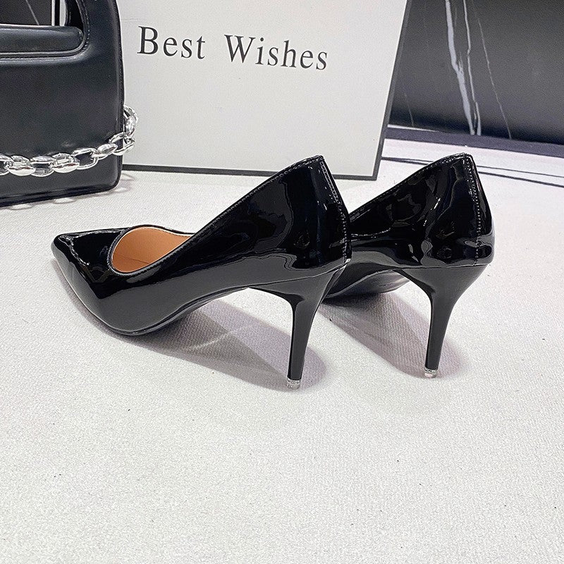 Damen elegante spitze High Heels mit glänzendem Finish EB