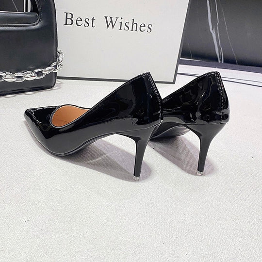 Damen elegante spitze High Heels mit glänzendem Finish EB