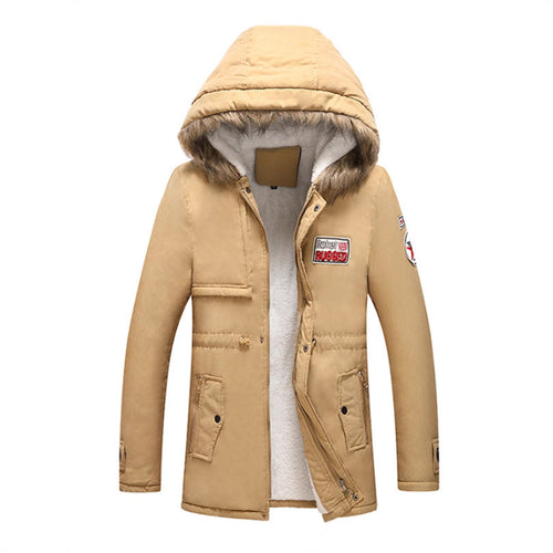 Herren modische Winterjacke mit Kunstfellkragen und praktischen Taschen EB