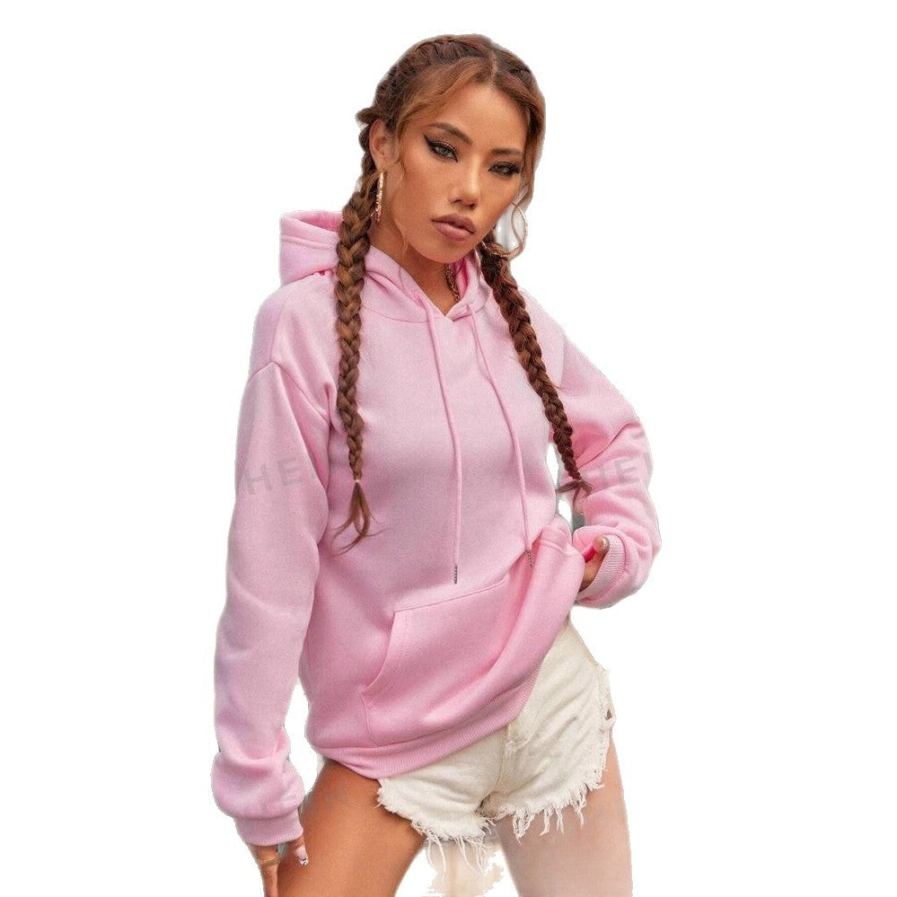 Damen nan cropped Oversize-Hoodie mit tiefer Schulterpartie, Kängurutasche und fleecegefüttertem Innenleben EB