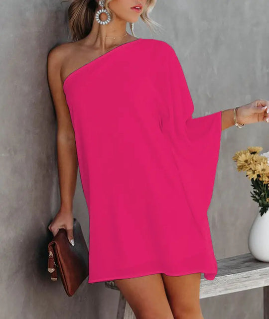 Damen asymmetrisches Mini-Kleid mit grafischem Aufdruck EB