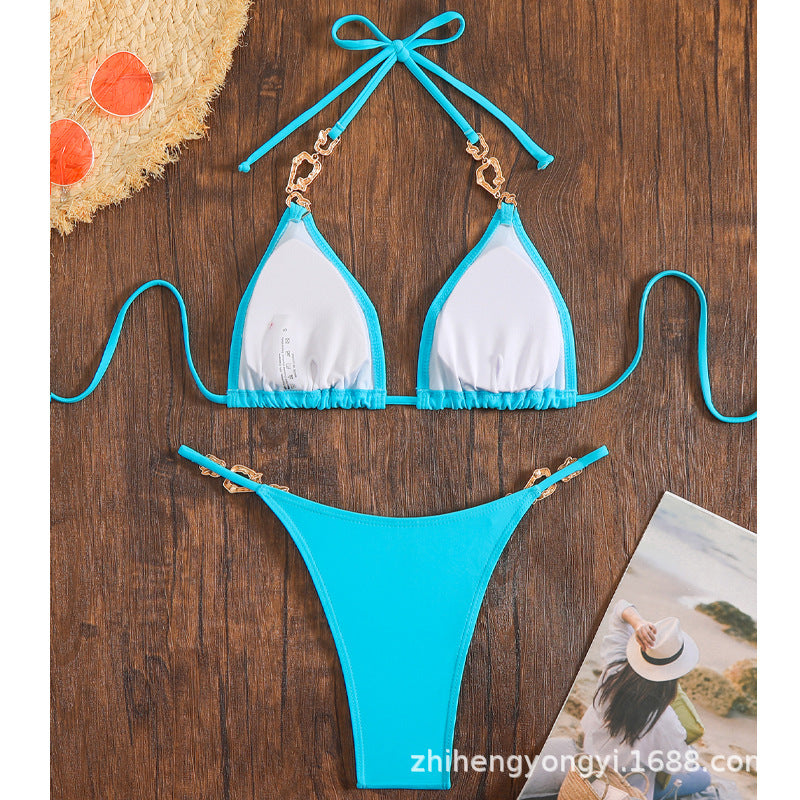 Damen Triangel-Bikini mit schimmernden Anhängern EB