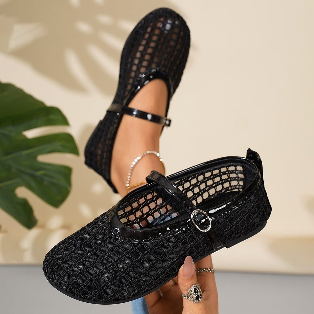 Damen Elegante Freizeitpumps mit modischen Netzdesign und verstellbarem Riemen EB