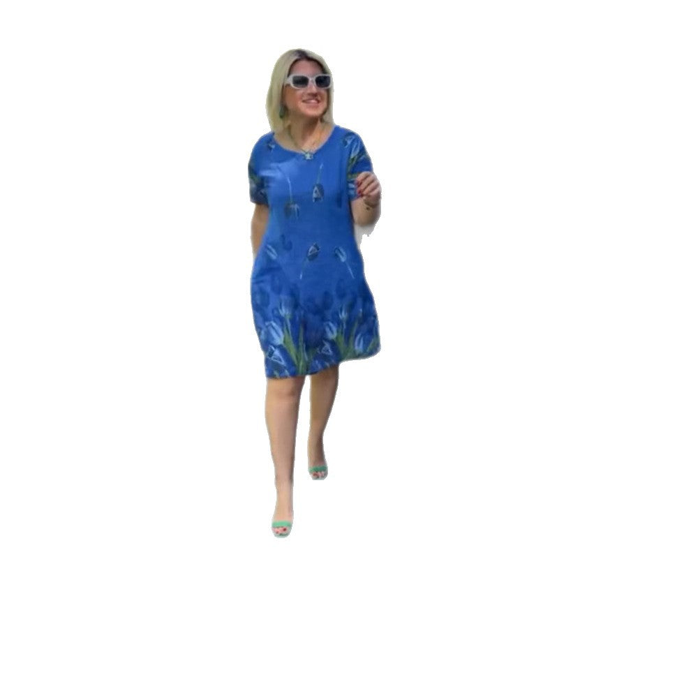 Damen lässiges Blumenkleid mit kreativen Muster EB