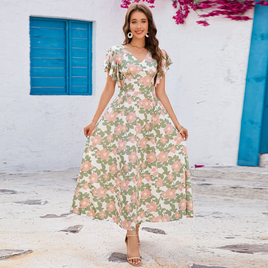 Damen Maxikleid mit Blumenmuster EB