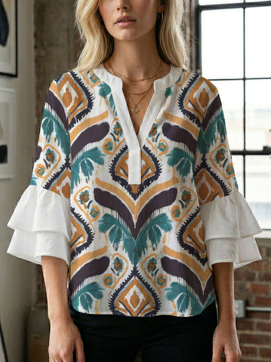 Damen Bluse mit wunderschönen floralem Design EB